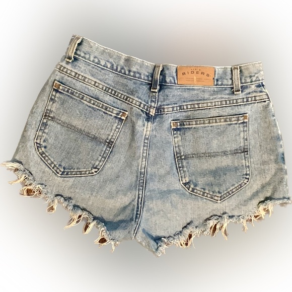 Vintage Lee Riders High Rise Blue Jean Denim Cutoff Fringed Shorts Women’s 29 30 - Picture 3 of 5